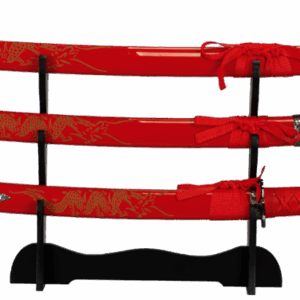 32583 - Set 3 katanas rouges. Socle