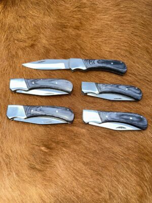 Lot de 5 couteaux de poche manche bois olivier Ref LT51 avec gravure prénom