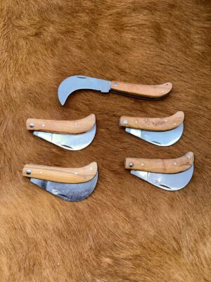 Lot de 5 couteaux de poche manche bois olivier Ref Sm01 avec gravure prénom