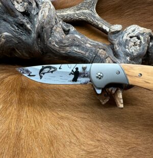 IDKDO Noël: Couteau de pécheur pliant avec possibilité de gravé sur le manche ref CPC01