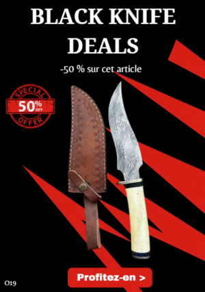 Opération BLACK WEEK -50% sur cet article Couteau type Bowie lame en acier Damas 256couches avec manche en os garde en acier ref O19