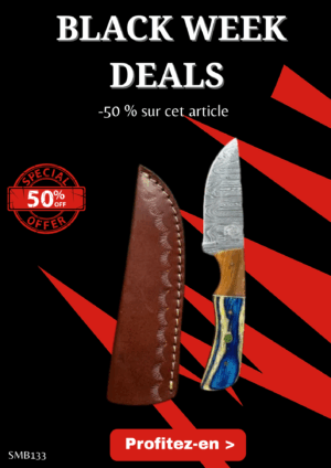Opération BLACK WEEK -50% sur cet article Magnifique petit Couteau smoky Mountain Blades lame en acier Damas et manche en bois vendu dans sa boîte ref SMB133