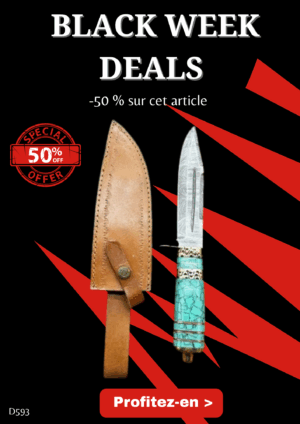 Opération BLACK WEEK -50% sur cet article Bowie lame en acier damas 256 couches manche en micarta ref D593