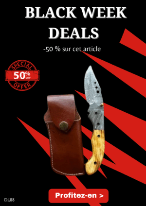 Opération BLACK WEEK -50% sur cet article Couteaux pliant lame en damas 256 couches avec manche en bois ref D588