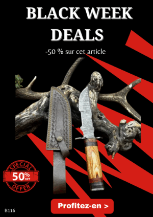 Opération BLACK WEEK -50% sur cet article Bowie lame en acier damas 256 couches manche bois ref B116