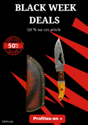 Opération BLACK WEEK -50% sur cet article Magnifique couteau EAGLE lame en acier damas 256 couches manche en bois d'olivier Ref DMN118