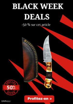 Opération BLACK WEEK -50% sur cet article Magnifique couteau lame en acier damas 256 couches manche en Os tailler ref DMN112