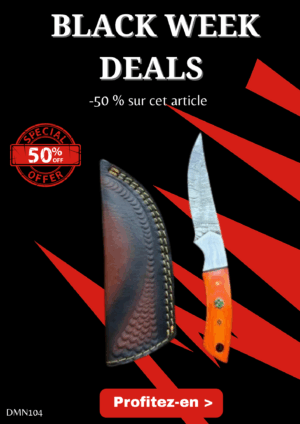 Opération BLACK WEEK -50% sur cet article Magnifique Couteau lame en acier damas 256 couches manche en bois de rose ref DMN104