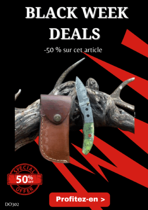 Opération BLACK WEEK -50% sur cet article Magnifique couteau pliant avec lame en acier damas, manche en Os ref DO302