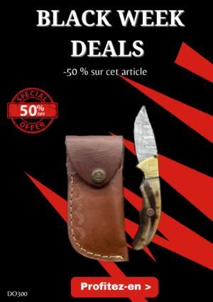 Opération BLACK WEEK -50% sur cet article Magnifique couteau pliant avec lame en acier damas, manche en Os ref DO300