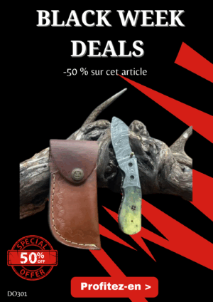 Opération BLACK WEEK -50% sur cet article Magnifique couteau pliant avec lame en acier damas, manche en Os ref DO301