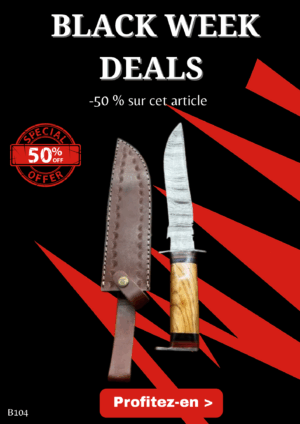 Opération BLACK WEEK -50% sur cet article Bowie lame en acier damas 256 couches manches ref B104
