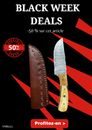 Opération BLACK WEEK -50% sur cet article Magnifique petit Bowie smoky Mountain Blades lame en acier Damas et manche en bois vendu dans sa boîte ref SMB115