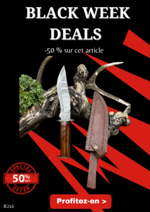 Opération BLACK WEEK -50% sur cet article Magnifique couteau de chez RITE EDGE lame en acier damas 256 couches manche en noyer ref B216