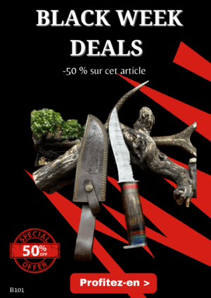 Opération BLACK WEEK -50% sur cet article Bowie lame en acier Damas 256 couches manche en bois ref B101