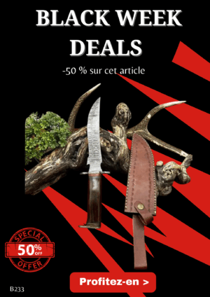 Opération BLACK WEEK -50% sur cet article Bowie de chez RITE EDGE lame en acier Damas 256 couches manche en noyer ref B233