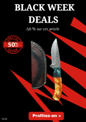 Opération BLACK WEEK -50% sur cet article Couteau Damas 256 couches manche en Miarta ref L111