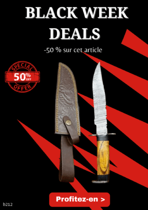 Opération BLACK WEEK -50% sur cet article Magnifique couteau de chez RITE EDGE lame en acier damas 256 couches manche en bois d'olivier ref b212