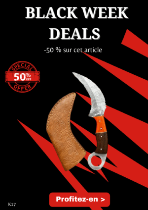 Opération BLACK WEEK -50% sur cet article Pour collectionneur Couteau Lame Acier DAMAS 256couches Réf K17