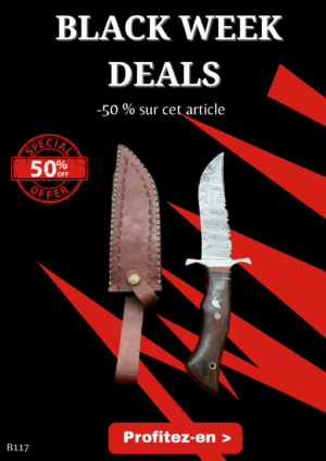 Bowie lame en acier damas 256 couches manche bois ref B117