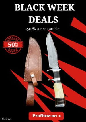 Opération BLACK WEEK -50% sur cet article Bowie Smoky Mountain Blades lame en acier Damas 256 couches manche en bois et en corne ref SMB105