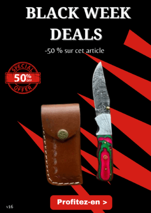 couteau pliant lame damas 256 couches avec un manche en bois pièce unique ref v16