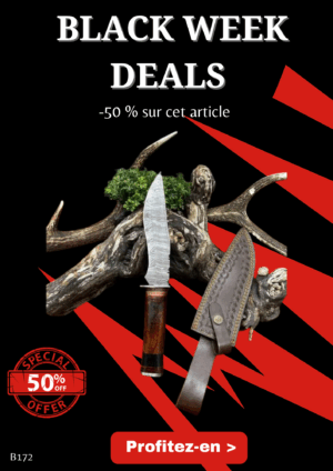 Opération BLACK WEEK -50% sur cet article Magnifique couteau lame acier damas ref B172