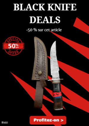 Opération BLACK WEEK -50% sur cet article Bowie lame en acier damas 256 couches manche en bois ref B102