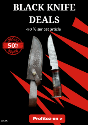 Opération BLACK WEEK -50% sur cet article Bowie de chez RITE EDGE lame en acier damas 256 couches manche en corne brune ref B105