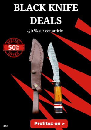 Opération BLACK WEEK -50% sur cet article Bowie lame en acier damas 256 couches manche bois ref B110