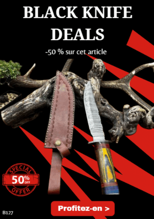 Bowie lame en acier damas 256 couches manche en bois ref B127