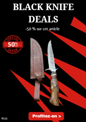 Opération BLACK WEEK -50% sur cet article Bowie lame en acier damas 256 couches manche en bois ref B131