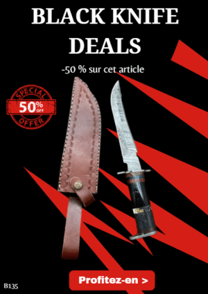 Opération BLACK WEEK -50% sur cet article Bowie lame en acier damas 256 couches manche en bois ref B135