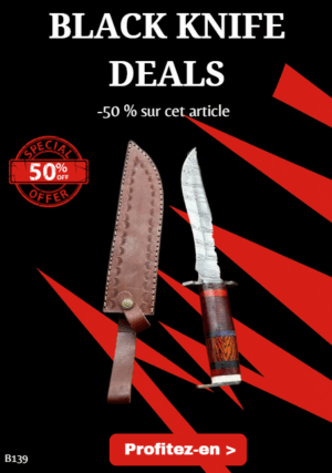 Opération BLACK WEEK -50% sur cet article Bowie lame en acier damas 256 couches manche en bois ref B139