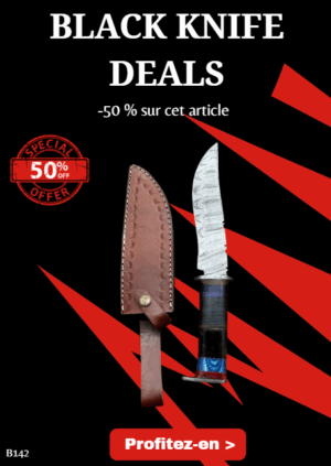 Opération BLACK WEEK -50% sur cet article Bowie lame en acier damas 256 couches manche en bois ref B142