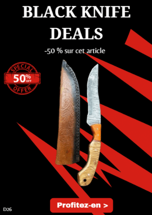 Opération BLACK WEEK -50% sur cet article Couteau Damas 256 couches manche en bois d'olivier ref D26