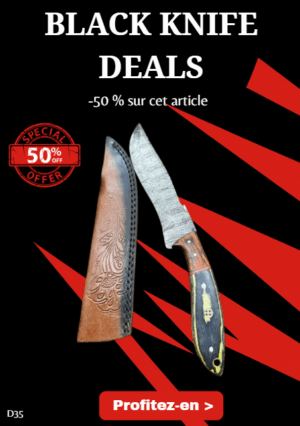 Opération BLACK WEEK -50% sur cet article Couteau Damas 256 couches manche en bois coloré ref D35