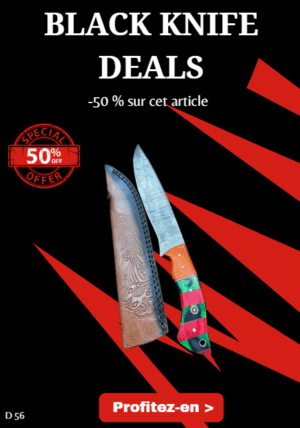 Opération BLACK WEEK -50% sur cet article Couteau Damas 256 couches manche en bois coloré ref D 56