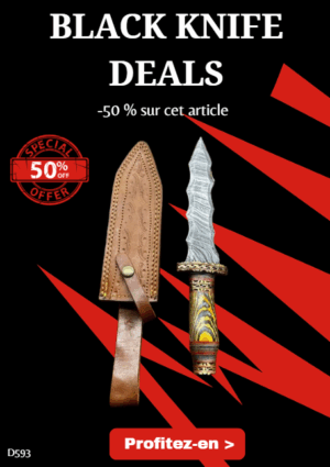 Opération BLACK WEEK -50% sur cet article Magnifique Dague lame de feu "Flamberge design" beau travail Artisanal Etui DAMAS 256 couches M.M D593