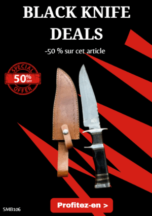 Opération BLACK WEEK -50% sur cet article Bowie Smoky Mountain Blades lame en acier Damas 256 couches manche en bois et en corne ref SMB106