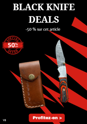 Opération BLACK WEEK -50% sur cet article couteau pliant lame damas 256 couches avec un manche en bois pièce unique ref v8