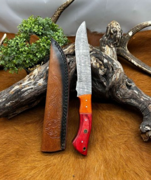 Couteau Damas 256 couches manche en bois d'olivier ref D115