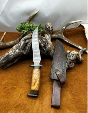 Magnifique couteau lame acier damas ref B188