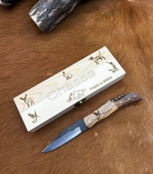 Lot de 2 Magnifiques coffret de chasse avec couteau gravé "bécasse" à offrir ref CDX2