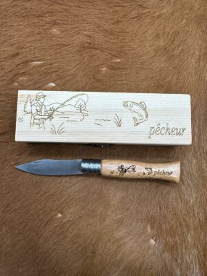 IDKDO Noël: Coffret Pêcheur couteau de poche en bois avec gravure et possibilité de rajouté un prénom ref T911