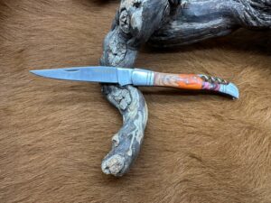 Couteau de Poche Pliant manche Coloré en Bois (Gravure Prénom Offerte) ref CB100