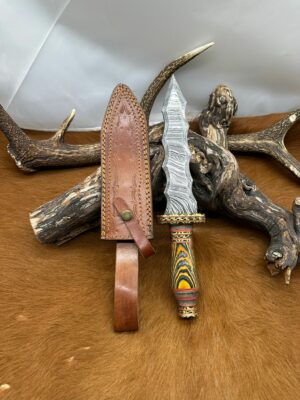 Magnifique Dague lame de feu “Flamberge design” damassé 256 couches très beau travail Artisanal LF01