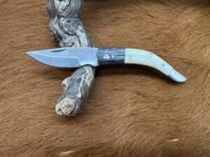 Couteau de Poche Pliant manche en Os, mitre en Bois de Rose (Gravure Prénom Offerte) ref COB51
