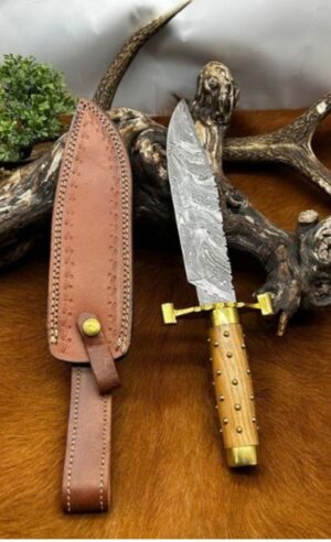 Lot de 3 couteaux bowie lame en acier damas ref D987