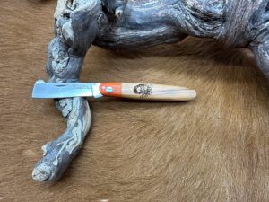 Couteau type : Greffoir manche en Bois gravé (Gravure Prénom Offerte) ref G2514